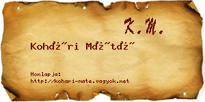 Kohári Máté névjegykártya